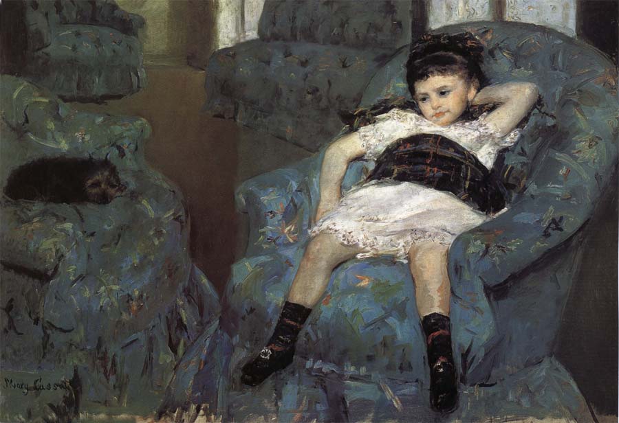 The little girl in the blue Sofa